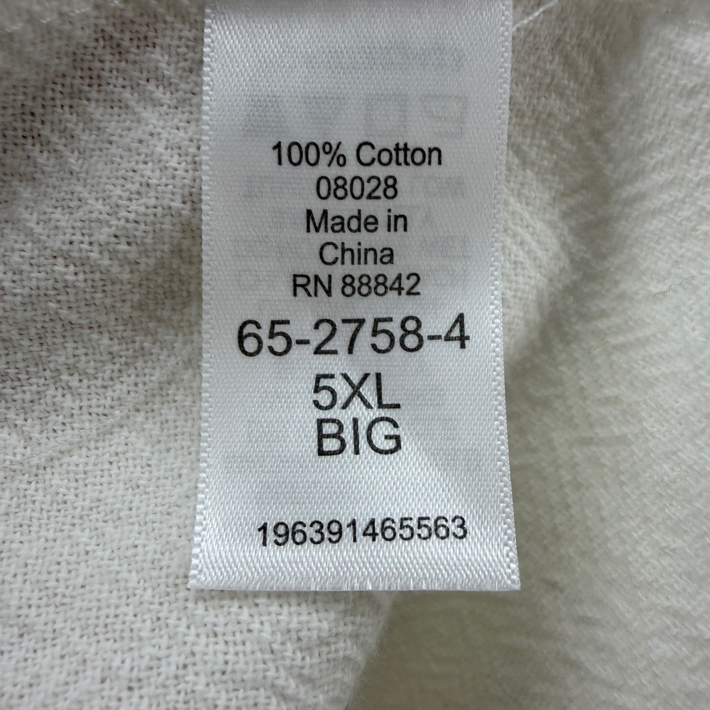 KS Island Henley Shirt Mens 5XL Big White NWT 3/4 Sleeve Textured Cotton Beach - Picture 6 of 9